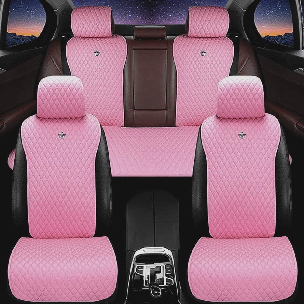 Luxury Leather Pink Car Seat Covers